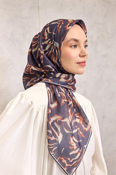 Silk Home Cotton Polyester Soft Scarf Abstract Pattern Violet 90X90