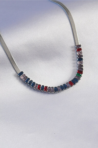 blackpure 316L Steel Silver Color Italian Chain Model Colorful Zircon Stone W...