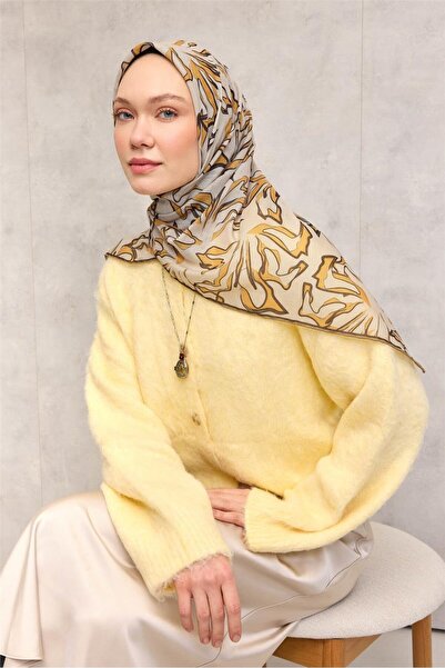 Silk Home Eșarfă moale din bumbac poliester model abstract bej 90x90