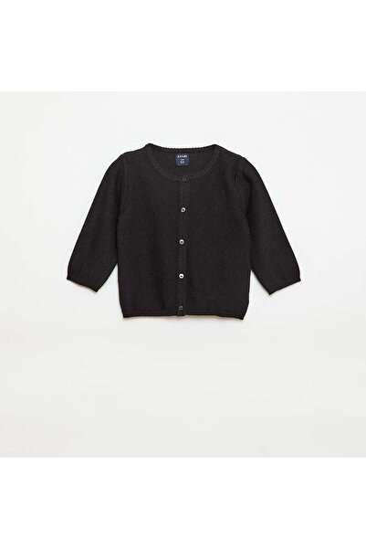 KIABI كارديجان أسود سادة محبوك