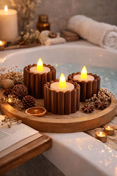 ESBODESİGN Dekoratif LED Mum Seti -3'lü