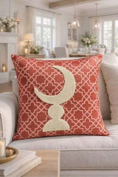 Pilloveland Punch Embroidered Cushion Cover - 43*43 cm - Tile Crescent - Rama...