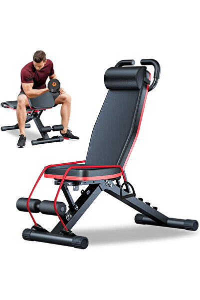 Pomefar Adjustable Weight Bench,Multifunctional Fitness Bench Foldable Workou...