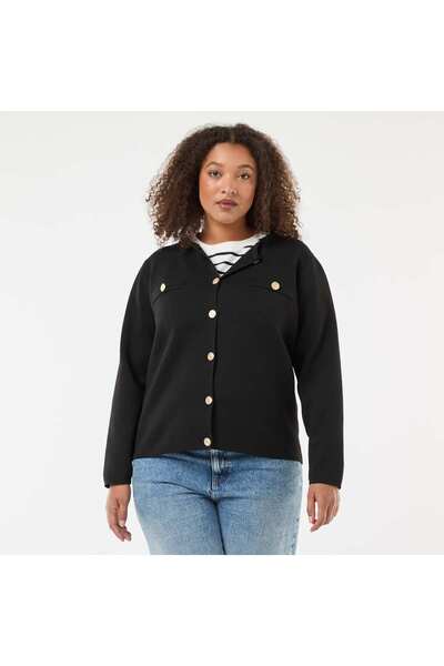 KIABI كارديجان محبوك بنقشة مميزة وأزرار كلاسيكية باللون الأسود