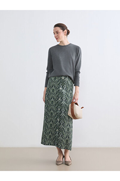 LC Waikiki Fusta verde cu model în linie A cu talie elastică