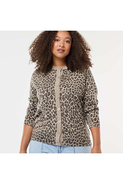 KIABI كارديجان بيج بنقشة جلد النمر، مصنوع من نسيج ناعم