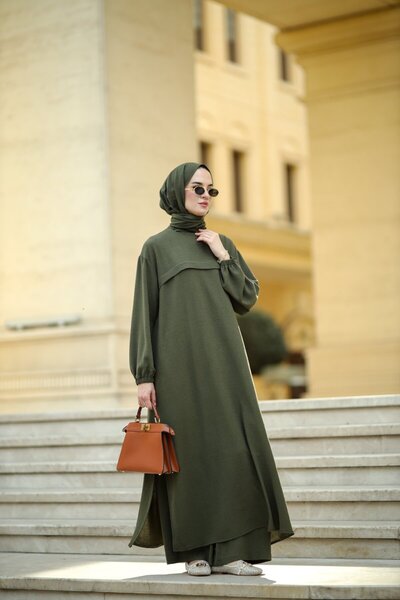 NS Moda Tesettür Sultani Set Khaki-Model 561