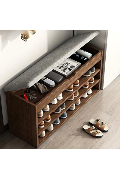 Snooe Wooden shoe storage bench with horizontal shelves
