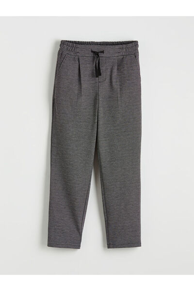 LC Waikiki Γκρι γυναικείο πλισέ παντελόνι με ελαστική μέση και σχέδιο