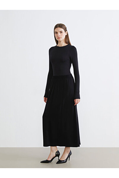 LC Waikiki Fusta neagră Belmando cu talie elastică