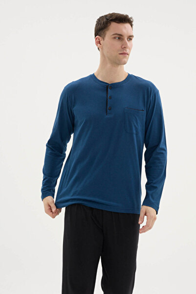 PURİFİCADO 100% Cotton New Season Men's Button Collar Pajama Set