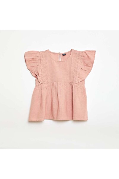KIABI Flowy Linen-Blend Blouse PINK