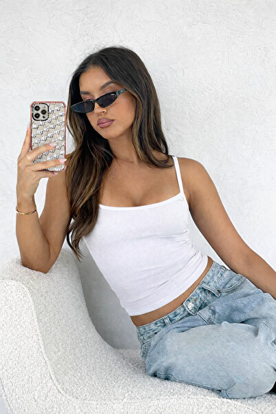 ÖZ PAMUK Kadın ince Asklılı Basıc Atlet DÜZ ESNEK UZUN Bluz