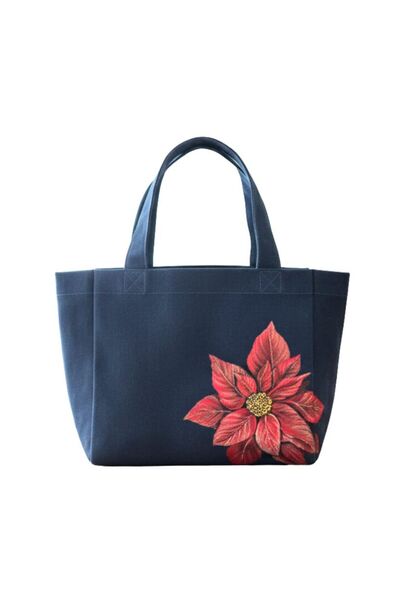 Zeynep Birinci El Boyaması Çiçekli Kanvas Tote Bag