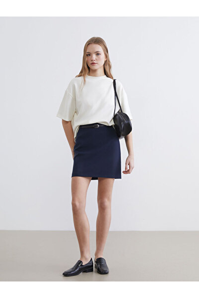 LC Waikiki Navy Blue Belted Mini Skirt