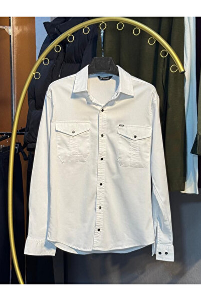 Cansay Giyim Gabardine Woven Snap-Closure Pocket Slim Fit Overshirt – Long Sl...