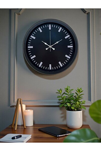 Marsilyan Black Baseline 40 cm Metal Wall Clock