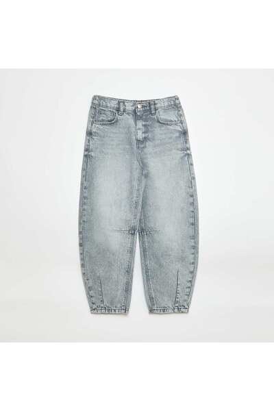 KIABI بنطلون جينز رمادي بقصة بالون