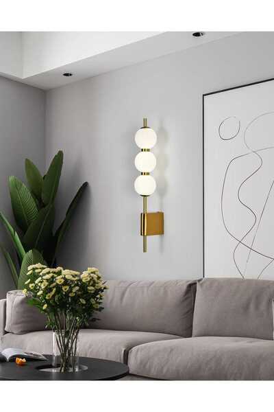 luminastar Modern LED Wall Sconce, 3 White Globes, 19W, Gold Body Color, Warm...