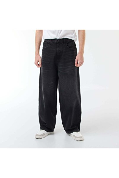 KIABI بنطلون جينز قطني فضفاض أسود