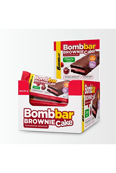 BOMBBAR كعكة براوني بروتين بحشوة الكرز، خالية من الغلوتين وبدون إضافة سكر، 20...