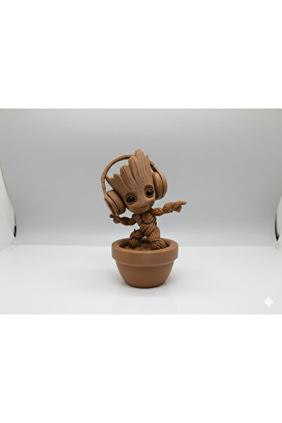 MRC Shark Özel Tasarım Kulaklıklı Baby Groot Biblo - Dekoratif Masa Üstü Akse...