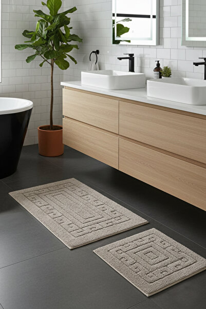 Chilai Home Mawone Bej 2li Set Cotton Banyo Halısı