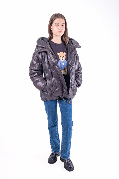 La Donna Women's quilted jacket with hood, oversized cut-fluffy model, waterp...