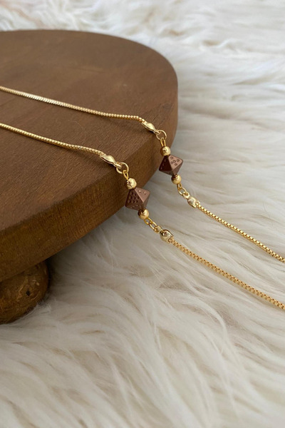 SAVETTE Glasses Chain Brown Stone Gift Accessory Glasses Strap Glasses Cord