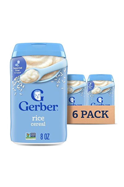 GERBER المرحلة الأولى من طعام الأطفال، حبوب أرز للأطفال، حديد، زنك وفيتامين ب...