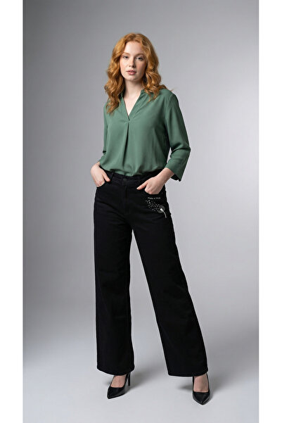 ENZİM JEANS Women's 100% Cotton Wide Leg Baggy Jeans