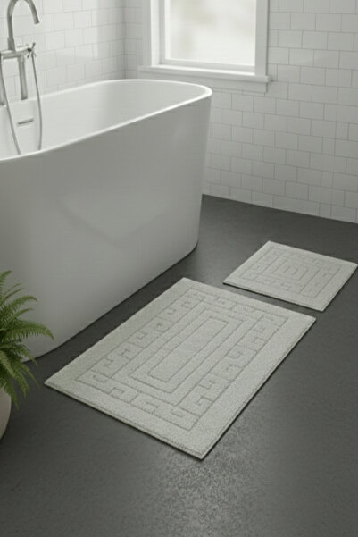 Chilai Home Mawone Ekru 2li Set Cotton Banyo Halısı
