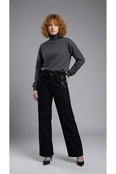 ENZİM JEANS Women's 100% Cotton Wide Leg Baggy Jeans