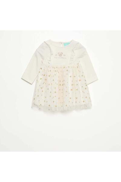 KIABI فستان عيد الميلاد الأبيض من ديزني بتصميم "ميني" المخملي