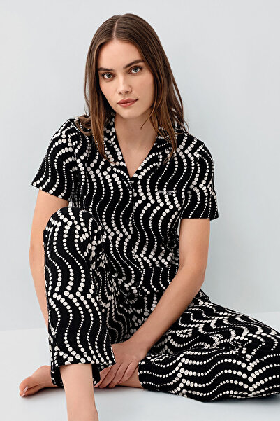 Pierre Cardin Γυναικείο Σετ Πυτζάμες Μαύρο Πουκάμισο