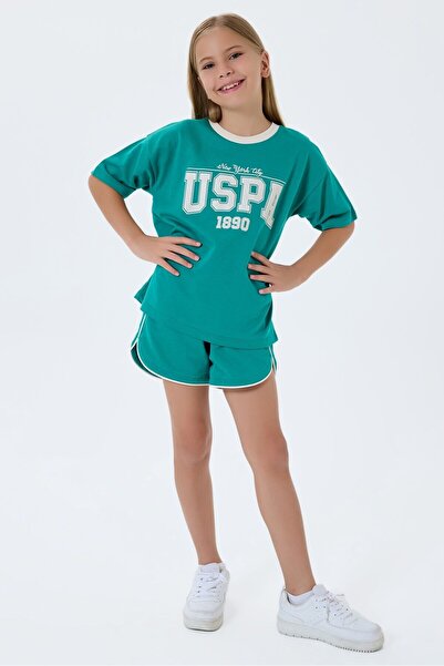 U.S. Polo Assn. Kız Çocuk Yeşil Şort Takım