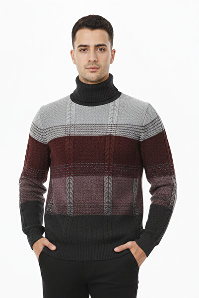 Pulltonic Чоловічий светр з коміром-стійкою та кольоровими вставками