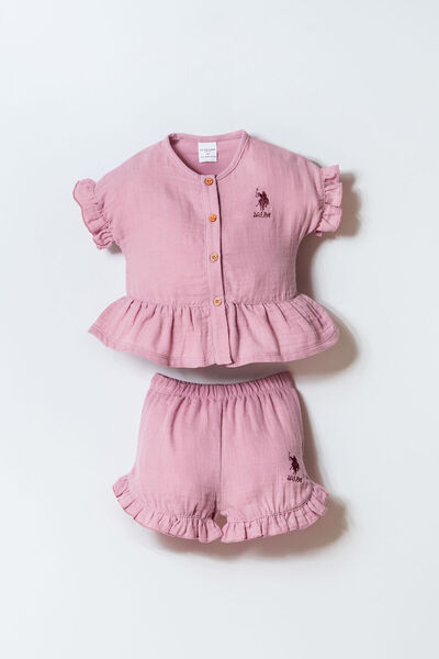 U.S. Polo Assn. Kız Bebek Mor Şort Takım