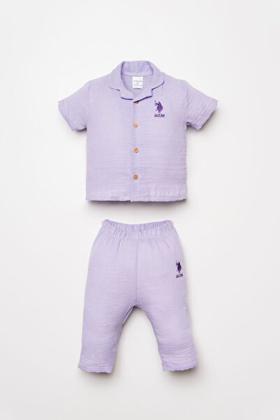 U.S. Polo Assn. يو اس بولو اسن. طقم طفلة باللون الأرجواني
