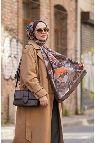 sefamerve Patterned Soft Shawl 70317-11 Brown Khaki