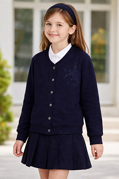 Atabay Kids Atabay 248-01-26 Girl's School Uniform Navy Blue Embroidered Butt...