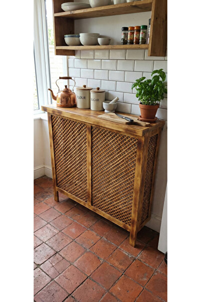 Sedefira Doğal Ahşap Petek Kaplama Dresuar, Radyatör Gizleyici, Dekoratif Pet...