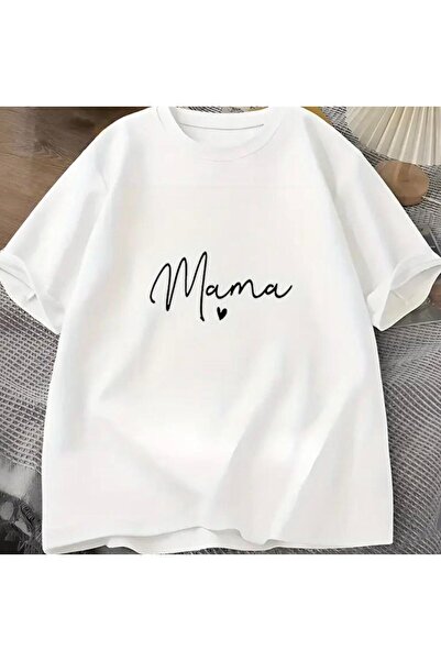 Oceanwear تي شيرت أبيض للسيدات من Mama Anne مطبوع برقبة دائرية وأكمام قصيرة