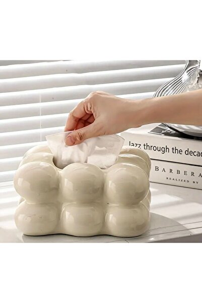 Seramikqa Modern Bubble Tasarım Seramik Peçetelik – Minimal Dekoratif Masa Ak...