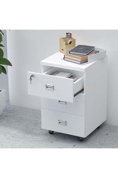 Mahmayi Stazion 3 Drawer Mobile Storage Unit White