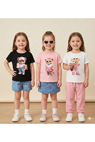 BW Bravely Wear Children's 3 Pieces Printed Cotton Crew Neck T-Shirt