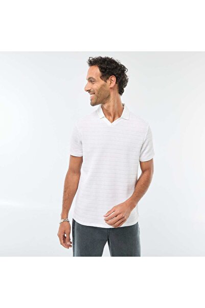 KIABI Short-Sleeved Cotton Piqué Polo Shirt WHITE