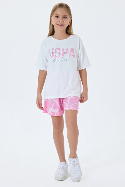 U.S. Polo Assn. Kız Çocuk Pembe Şort Takım