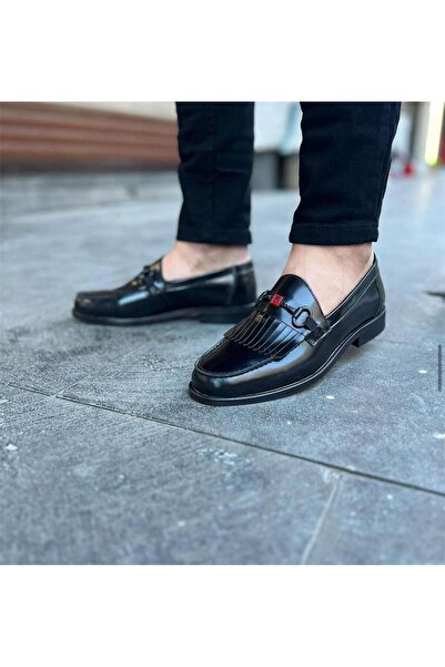 Parlak Hakiki Deri Tokalı Corcik Ayakkabı