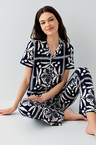 Arnetta Kadın Siyah Gömlek Pijama Takım